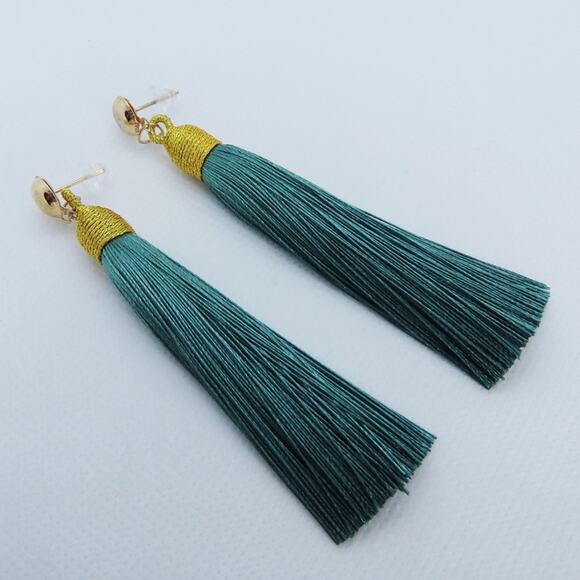Express Emerald Green Roped Tassel Earrings - Picture 4 of 5